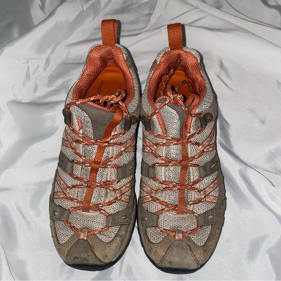 Merrell Shoes - Merrell Vibrant Orange and Gray hiking shoes outdoor recreation
